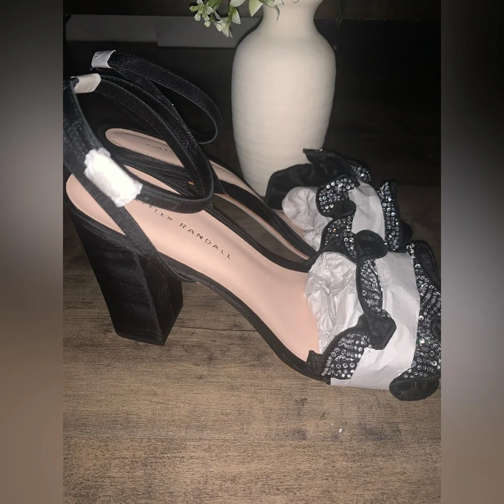 NIB LOEFFLER RANDALL SAVANNAH RHINESTONE RUFFLE HEEL - Picture 8 of 12